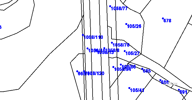 Parcela st. 1058/13 v KÚ Trnávka, Katastrální mapa