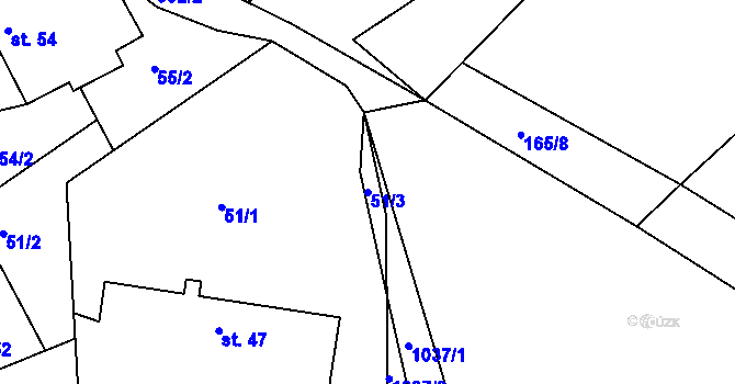 Parcela st. 51/3 v KÚ Trnávka, Katastrální mapa