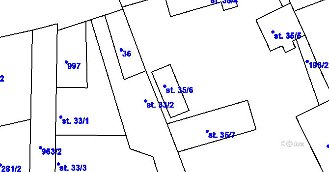 Parcela st. 35/6 v KÚ Trnávka, Katastrální mapa