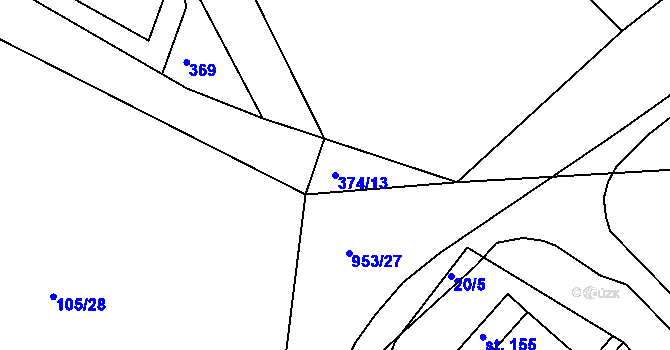 Parcela st. 374/13 v KÚ Trnávka, Katastrální mapa