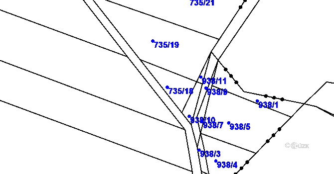Parcela st. 735/18 v KÚ Trnávka, Katastrální mapa