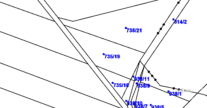 Parcela st. 735/19 v KÚ Trnávka, Katastrální mapa