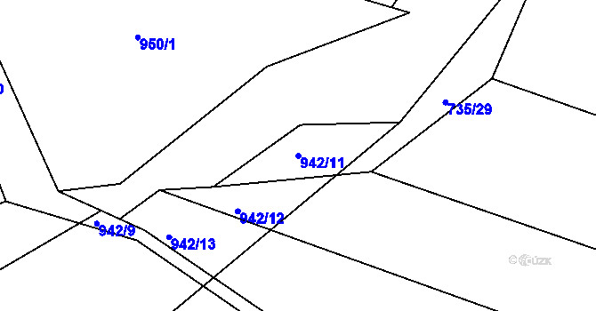 Parcela st. 942/11 v KÚ Trnávka, Katastrální mapa