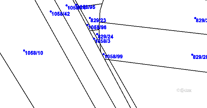 Parcela st. 1058/99 v KÚ Trnávka, Katastrální mapa