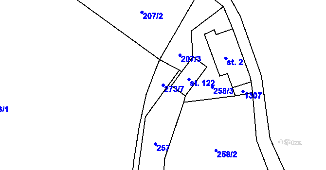 Parcela st. 273/7 v KÚ Řečice, Katastrální mapa