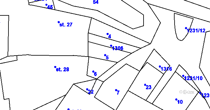 Parcela st. 5 v KÚ Řečice, Katastrální mapa