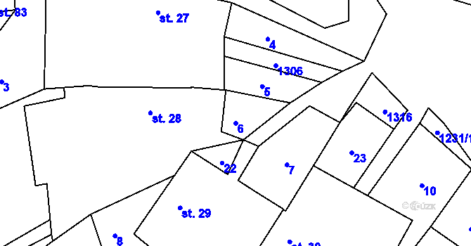 Parcela st. 6 v KÚ Řečice, Katastrální mapa