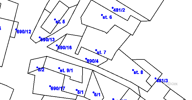 Parcela st. 7 v KÚ Řečice u Humpolce, Katastrální mapa
