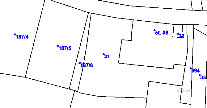 Parcela st. 31 v KÚ Řečice u Humpolce, Katastrální mapa