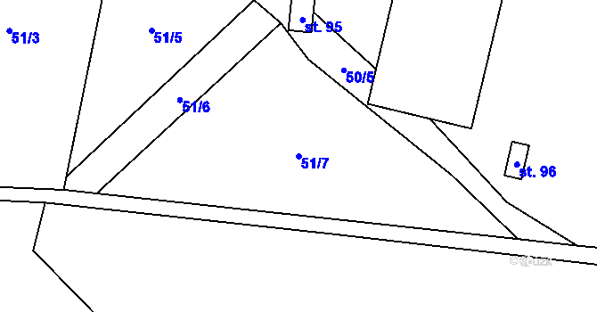 Parcela st. 51/7 v KÚ Řečice u Humpolce, Katastrální mapa