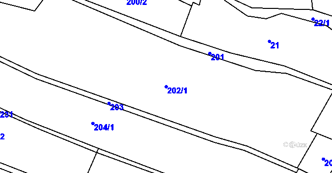 Parcela st. 202/1 v KÚ Řečice u Humpolce, Katastrální mapa