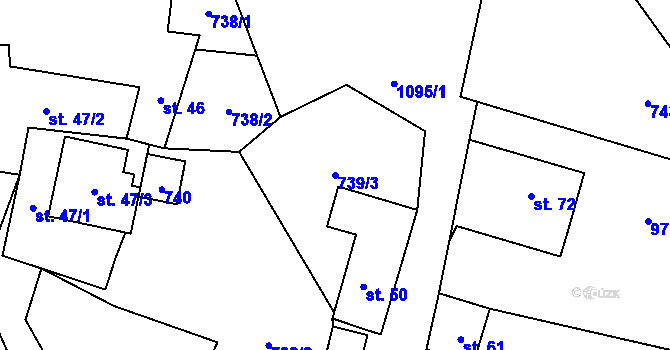 Parcela st. 739/3 v KÚ Řečice u Humpolce, Katastrální mapa
