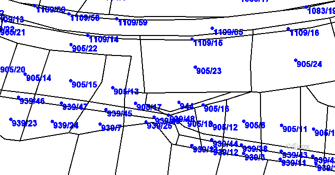 Parcela st. 939/1 v KÚ Řečice u Humpolce, Katastrální mapa