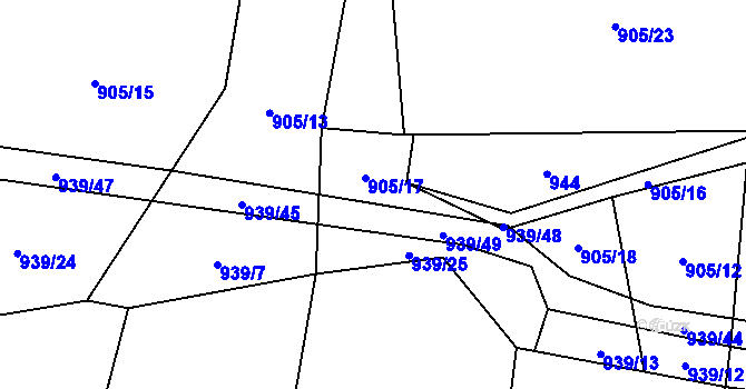 Parcela st. 939/5 v KÚ Řečice u Humpolce, Katastrální mapa