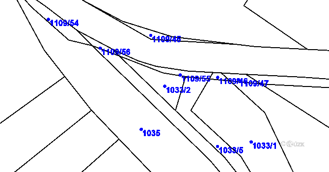 Parcela st. 1033/2 v KÚ Řečice u Humpolce, Katastrální mapa