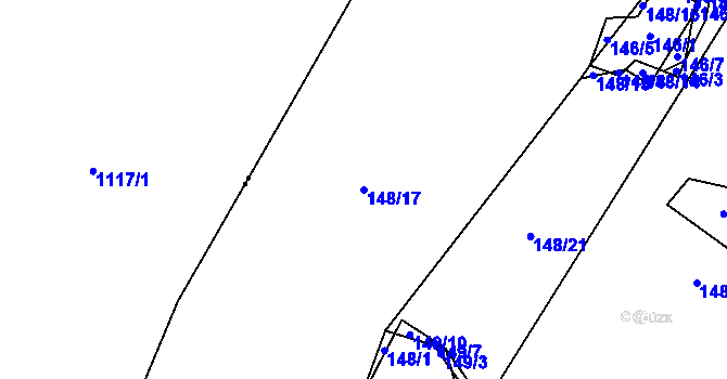 Parcela st. 148/17 v KÚ Řečice u Humpolce, Katastrální mapa