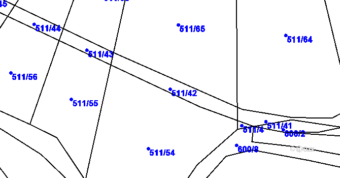 Parcela st. 511/42 v KÚ Řečice u Humpolce, Katastrální mapa