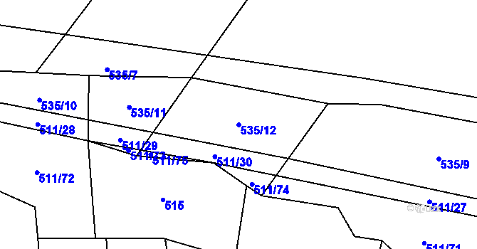 Parcela st. 535/12 v KÚ Řečice u Humpolce, Katastrální mapa