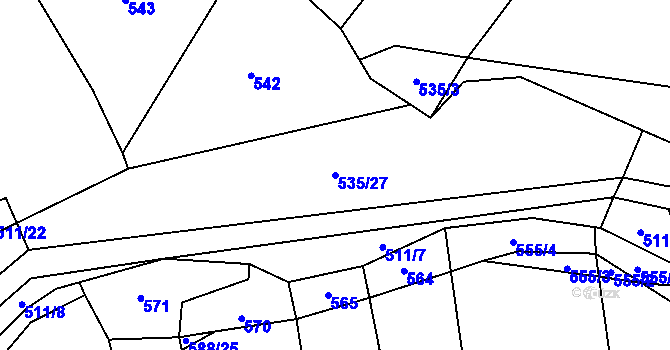 Parcela st. 535/27 v KÚ Řečice u Humpolce, Katastrální mapa