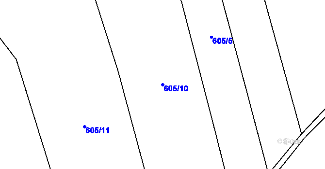 Parcela st. 605/10 v KÚ Řečice u Humpolce, Katastrální mapa