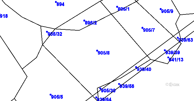 Parcela st. 905/8 v KÚ Řečice u Humpolce, Katastrální mapa