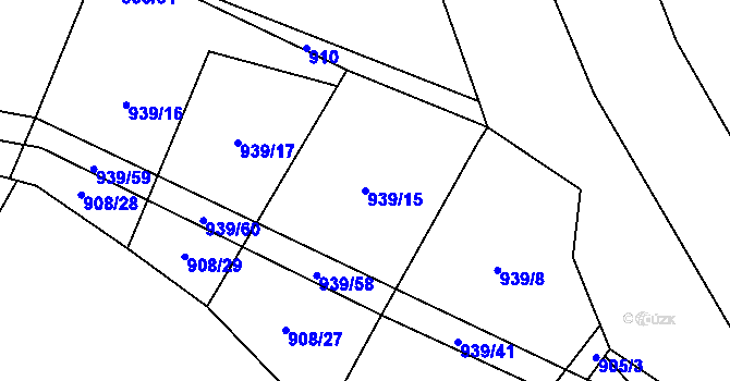 Parcela st. 939/15 v KÚ Řečice u Humpolce, Katastrální mapa