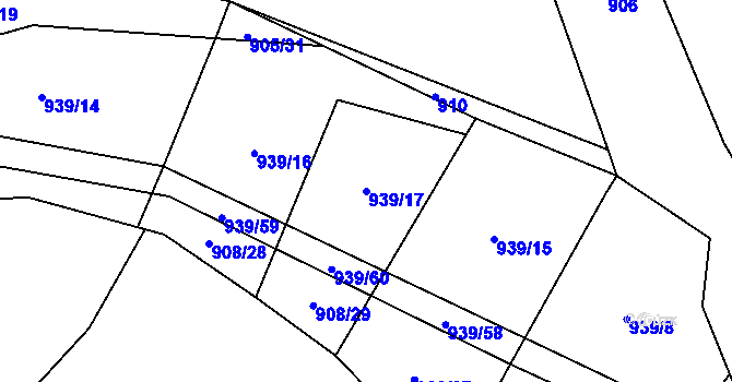 Parcela st. 939/17 v KÚ Řečice u Humpolce, Katastrální mapa