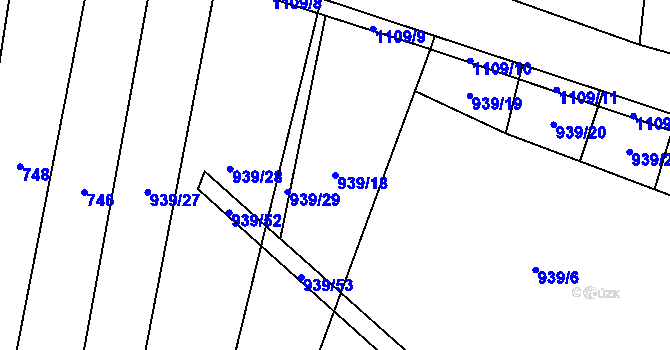 Parcela st. 939/18 v KÚ Řečice u Humpolce, Katastrální mapa