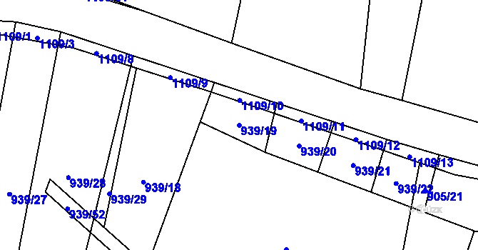 Parcela st. 939/19 v KÚ Řečice u Humpolce, Katastrální mapa