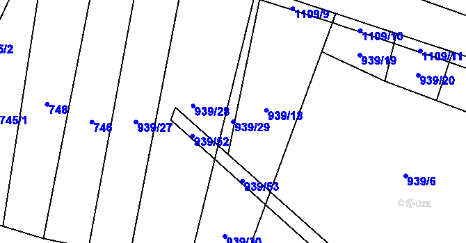 Parcela st. 939/29 v KÚ Řečice u Humpolce, Katastrální mapa