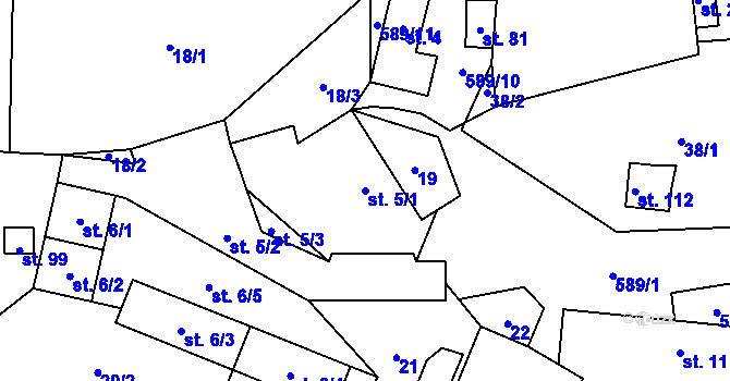 Parcela st. 5/1 v KÚ Křepiny, Katastrální mapa
