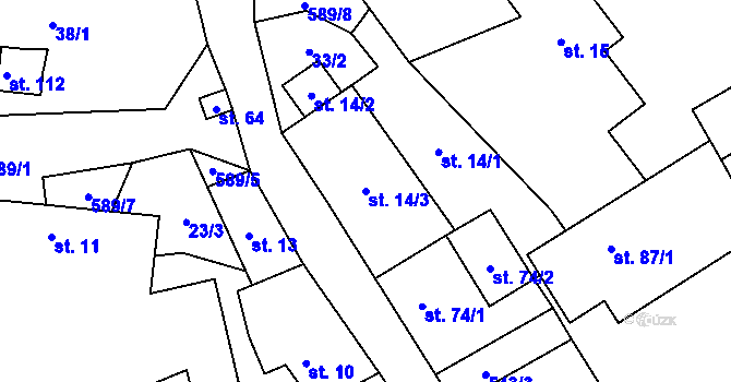 Parcela st. 14/3 v KÚ Křepiny, Katastrální mapa
