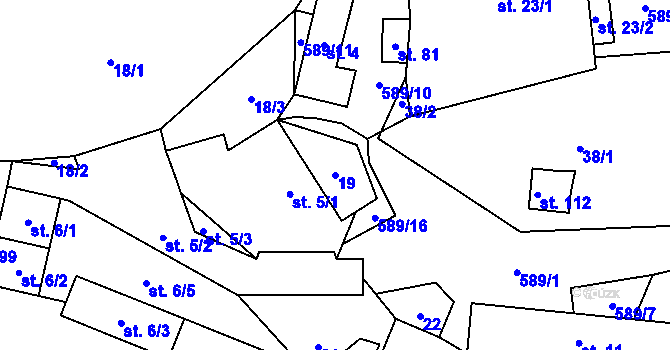 Parcela st. 19 v KÚ Křepiny, Katastrální mapa