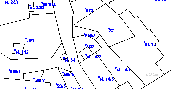 Parcela st. 33/2 v KÚ Křepiny, Katastrální mapa