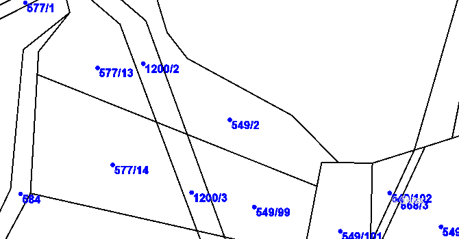 Parcela st. 549/2 v KÚ Křepiny, Katastrální mapa