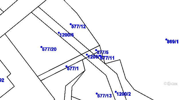 Parcela st. 577/5 v KÚ Křepiny, Katastrální mapa