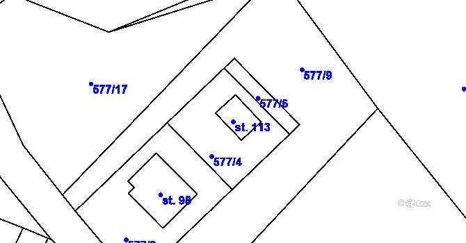 Parcela st. 113 v KÚ Křepiny, Katastrální mapa