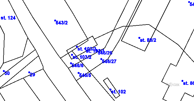 Parcela st. 546/26 v KÚ Křepiny, Katastrální mapa