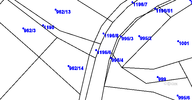 Parcela st. 1196/6 v KÚ Křepiny, Katastrální mapa