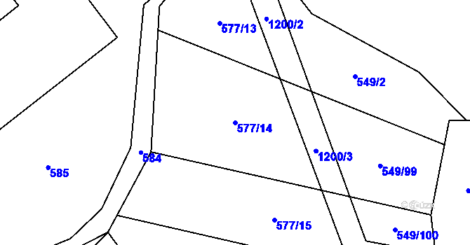 Parcela st. 577/14 v KÚ Křepiny, Katastrální mapa