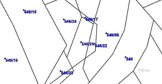 Parcela st. 546/25 v KÚ Křepiny, Katastrální mapa