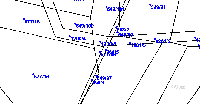 Parcela st. 577/18 v KÚ Křepiny, Katastrální mapa