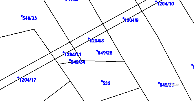 Parcela st. 549/28 v KÚ Křepiny, Katastrální mapa