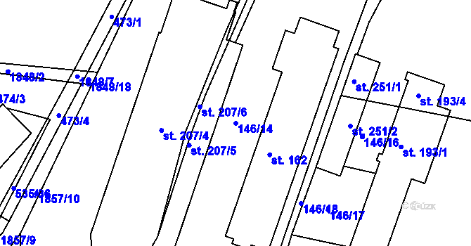 Parcela st. 146/14 v KÚ Řečice nad Bobrůvkou, Katastrální mapa