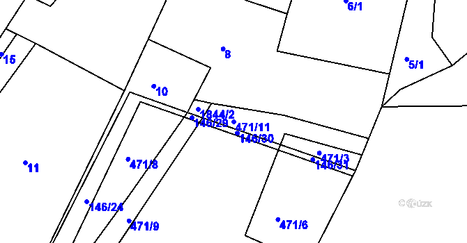 Parcela st. 471/11 v KÚ Řečice nad Bobrůvkou, Katastrální mapa