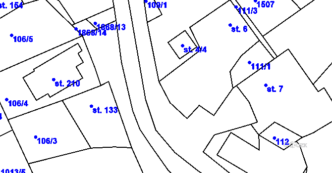 Parcela st. 5/2 v KÚ Řečice nad Bobrůvkou, Katastrální mapa