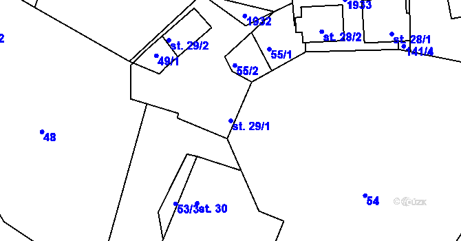 Parcela st. 29/1 v KÚ Řečice nad Bobrůvkou, Katastrální mapa