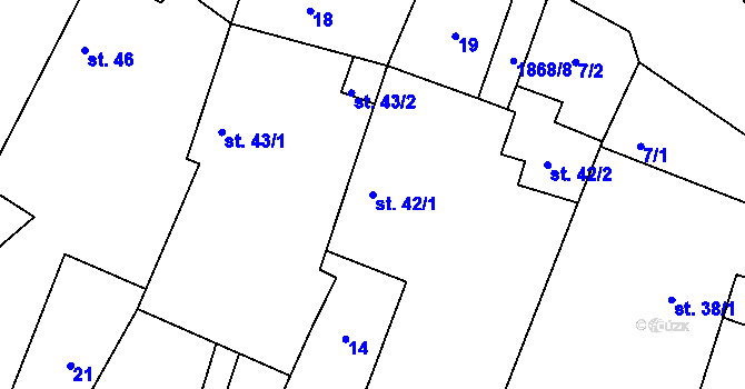 Parcela st. 42/1 v KÚ Řečice nad Bobrůvkou, Katastrální mapa