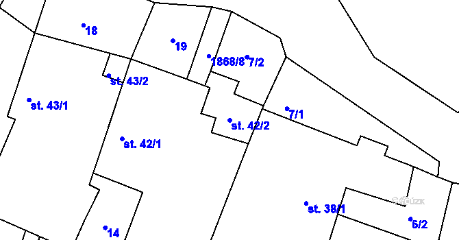 Parcela st. 42/2 v KÚ Řečice nad Bobrůvkou, Katastrální mapa