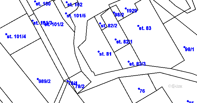 Parcela st. 81 v KÚ Řečice nad Bobrůvkou, Katastrální mapa